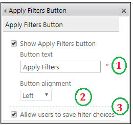 Apply Filters Button Web part properties