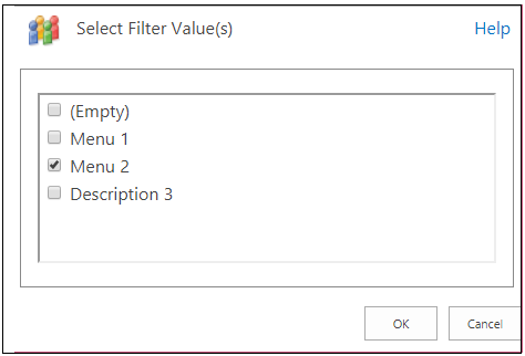 Choice Filter Web part select choice Filter values