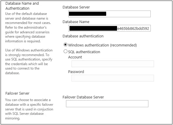 Create new web appliction database name and authentication