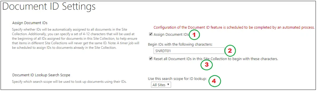 Document ID Settings Form