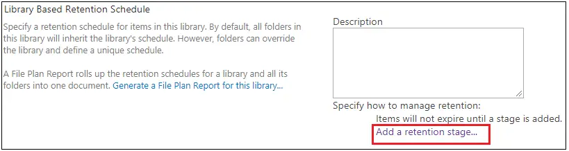 Document Library Add Retention Stage