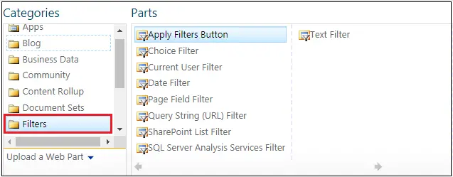 Filters webpart Category navigation