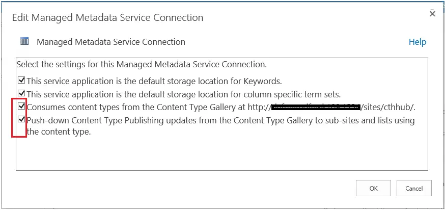 Managed Metadata service connection