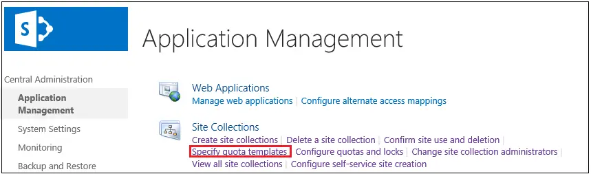 Quota Templates in SharePoint Navigation