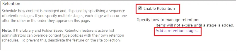 Site Collection Edit Retention Policy 2