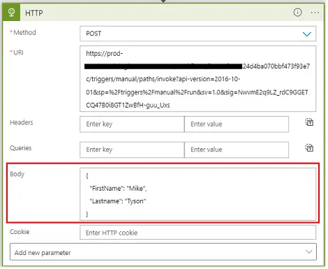 Pass the parameter in HTTP Request