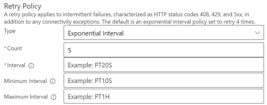 exponential interval retry policy