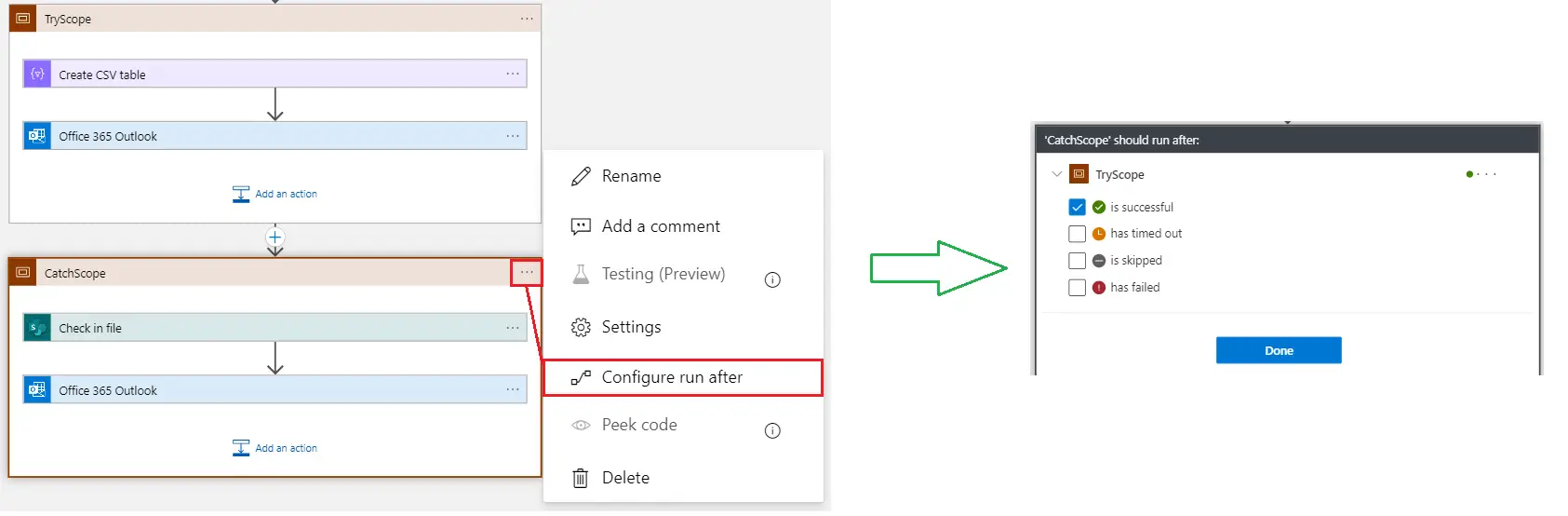 run after behavior with scope