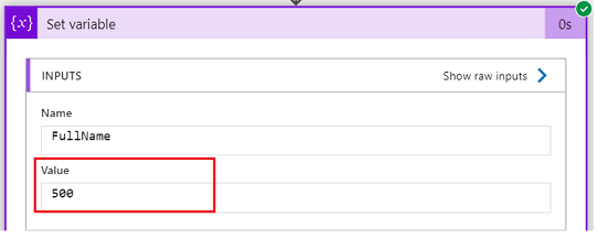 variable value output