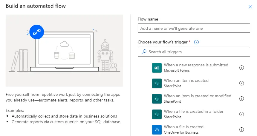 Automated flow from blank