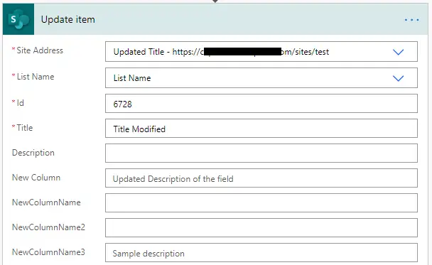 MS Flow SharePoint update List Item