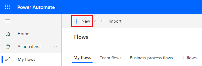 create new flow button