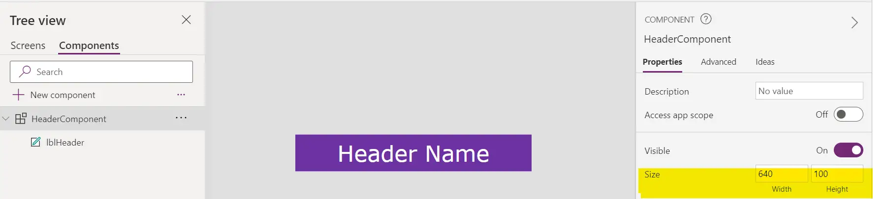 header component add label