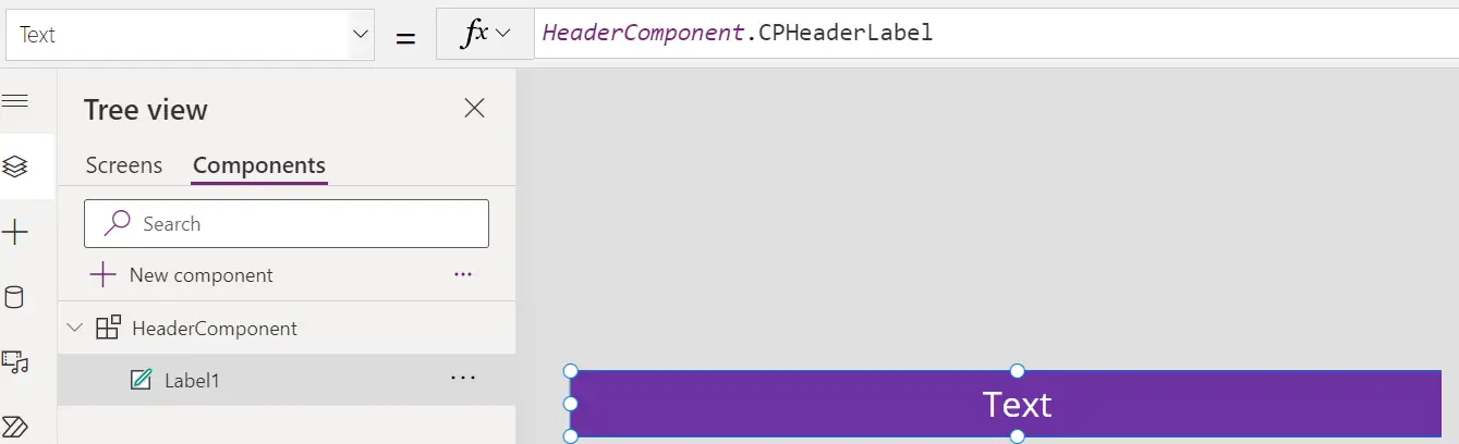 header label of component