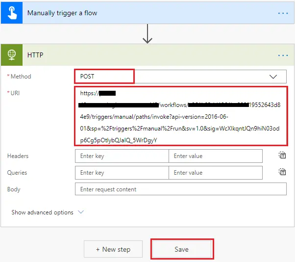 http action trigger details