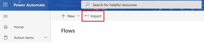 import ms flow navigation