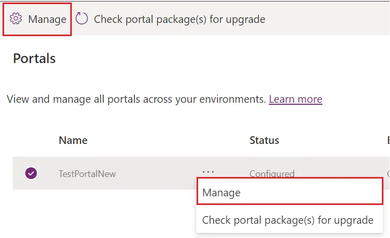 manage portal