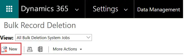 new Bulk Record Deletion navigation