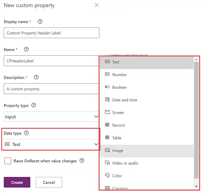 new custom property datatype