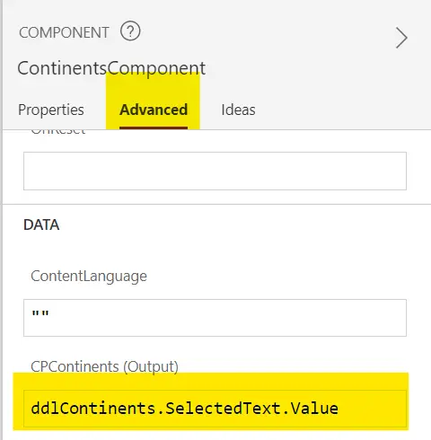 output value in advance tab