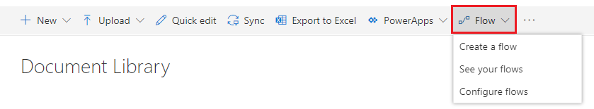 sharepoint document library flow button