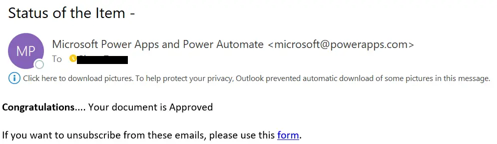status email after approval