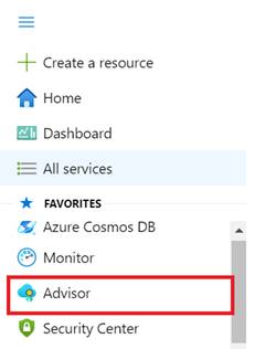 azure advisor navigation