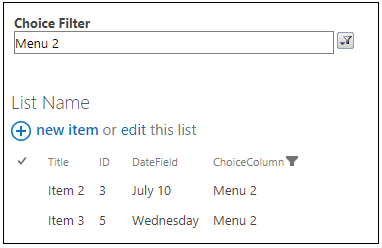 Choice Filter Web Part implemented