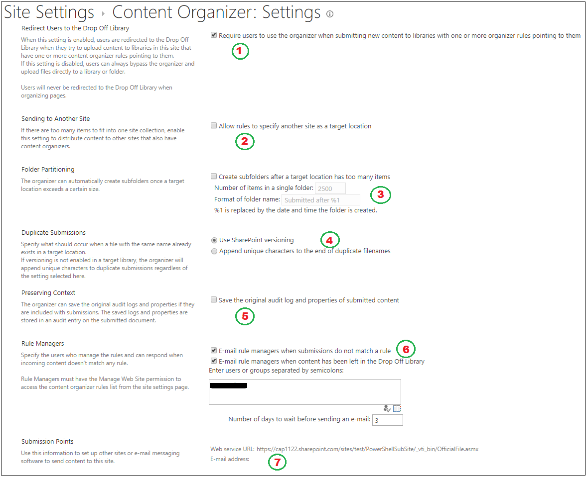 Content Organizer Settings