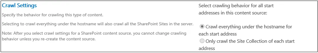 Content Source Crawl Settings