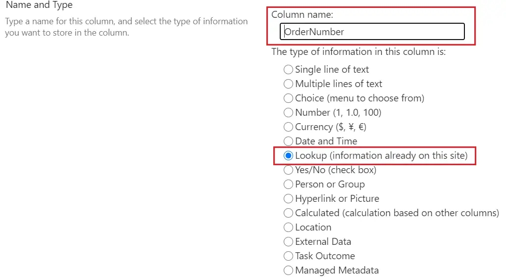 Create lookup column