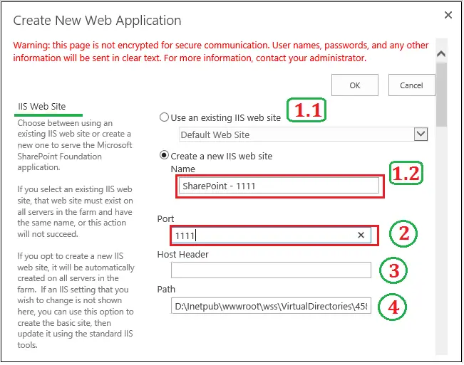 Create new web appliction IIS Web Site