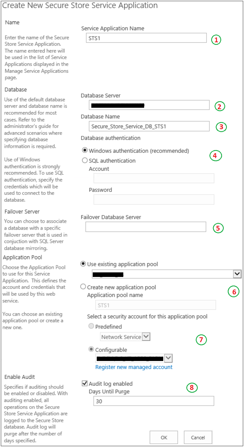 Create secure store service form