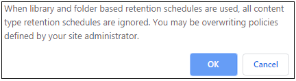 Document Library Information management policy change source warning