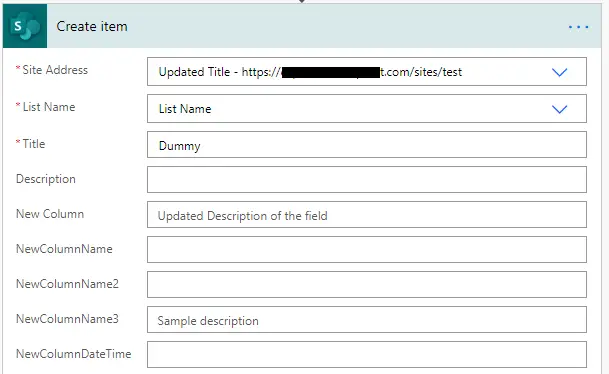 MS Flow SharePoint api Create List Item