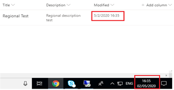 Regional setting time equal to machine time