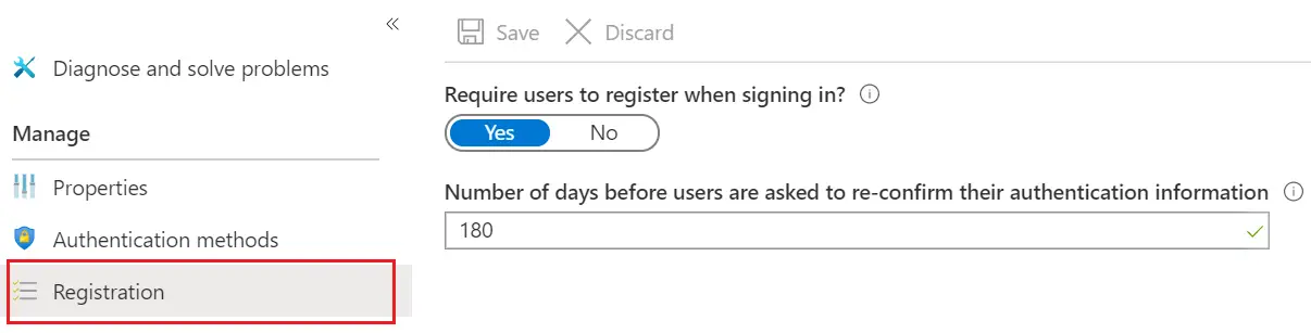 SSPR Enable registration