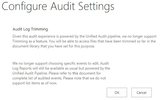 SharePoint Online Configure Audit settings