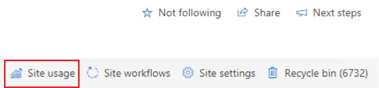 SharePoint online Site Usage link