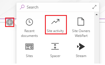 SharePoint online Site activity Report add webpart link