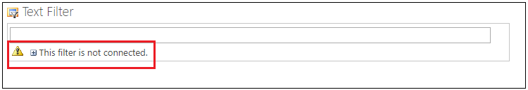 Text Filter Web Part this filter is not connected