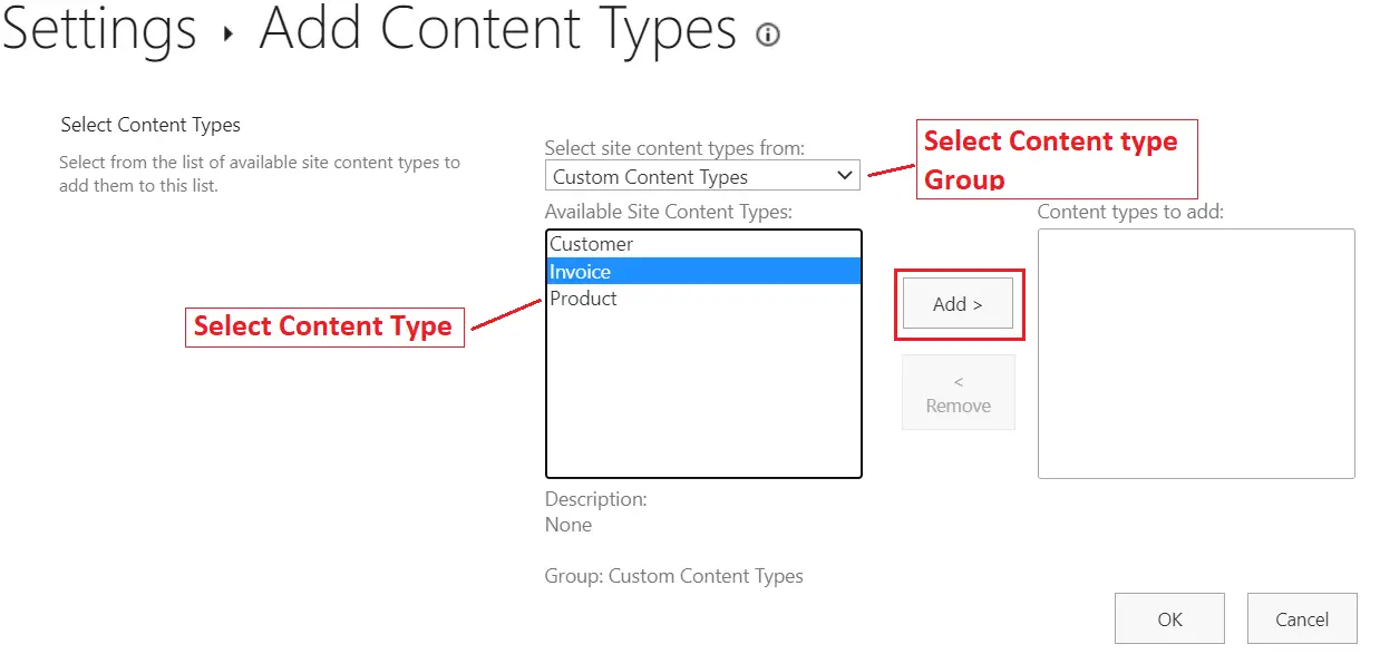 add content type box