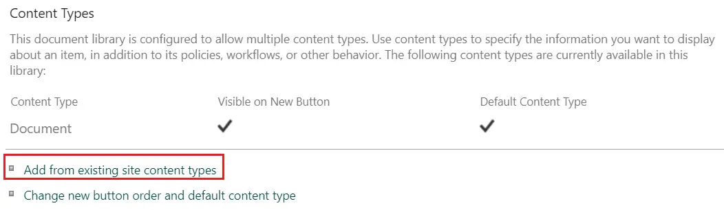 add existing content type