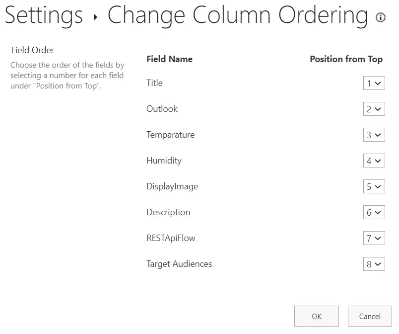 change column order