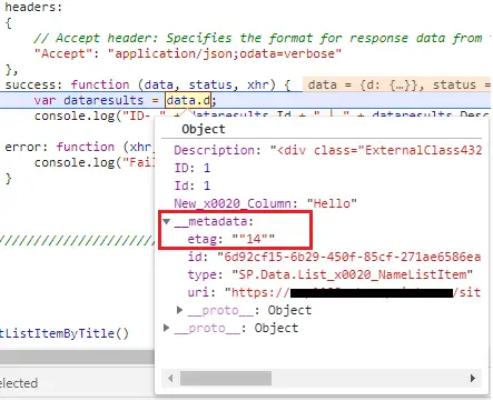 check etag value in developer tools