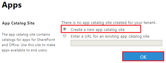 create app catalog site