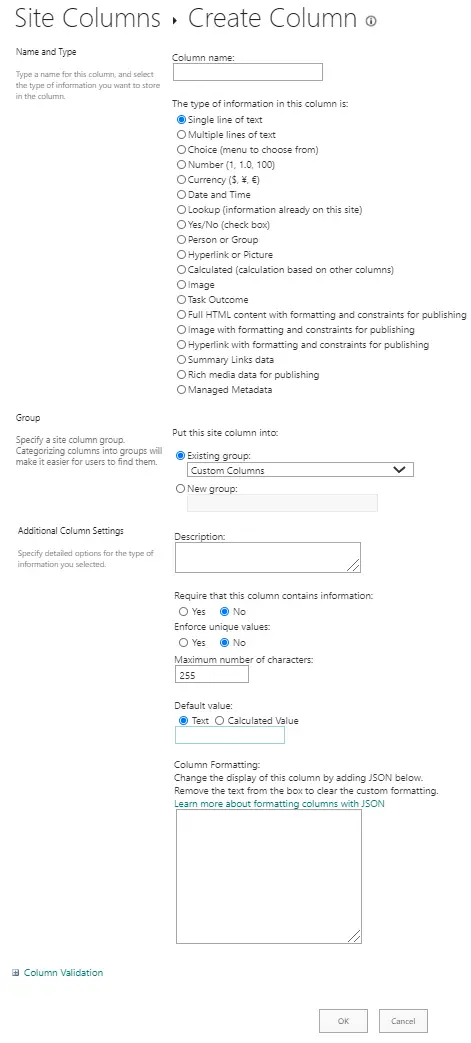 create sp column