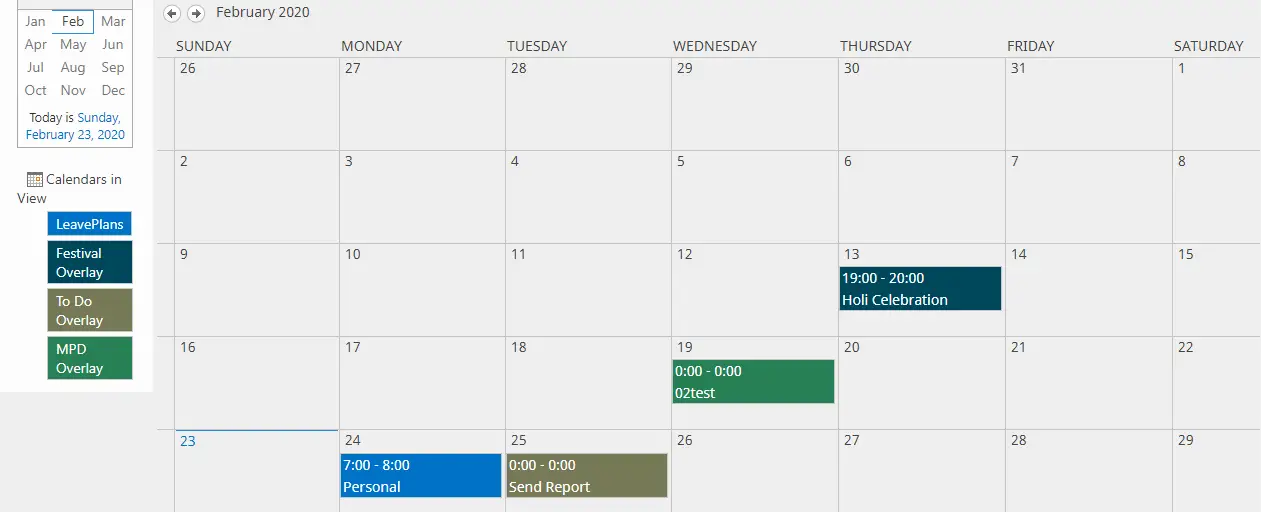 different types of sharepoint calendar overlays