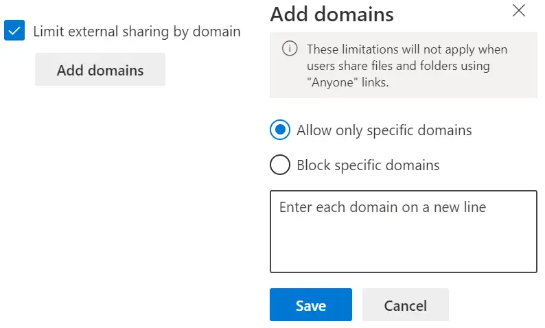 external sharing add bloack domains