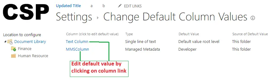 location based default value settings
